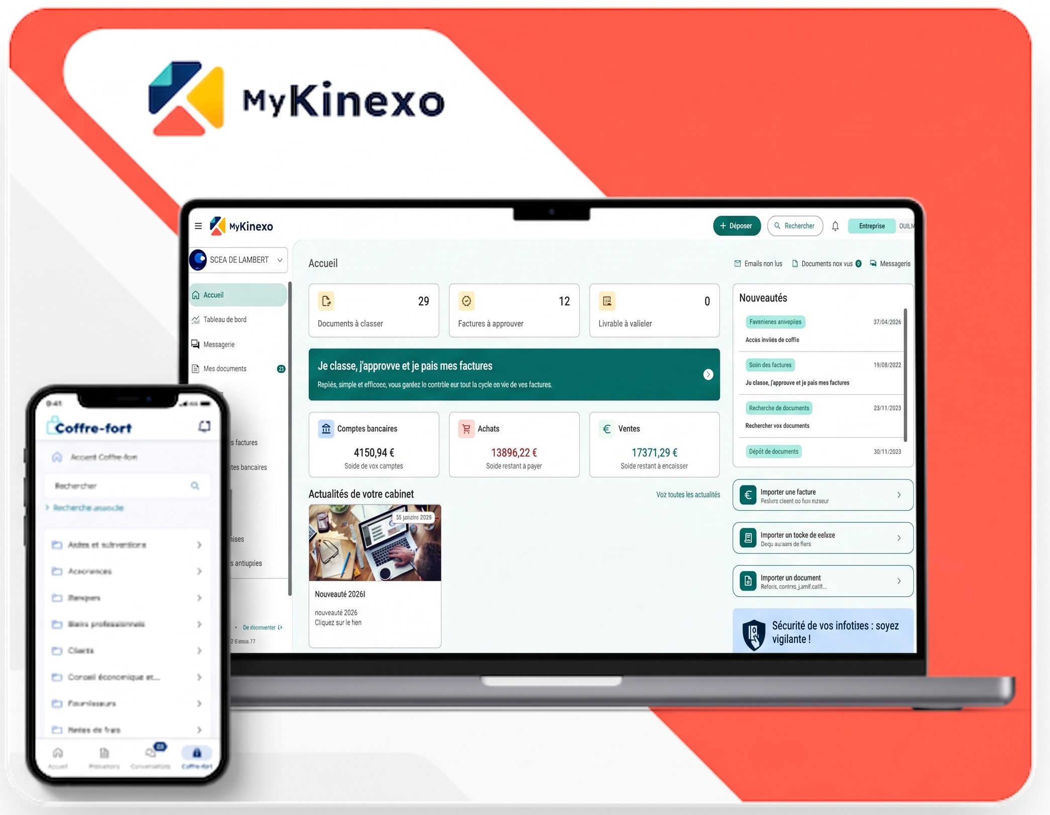 Interface MyKinexo — gestion de la facturation électronique