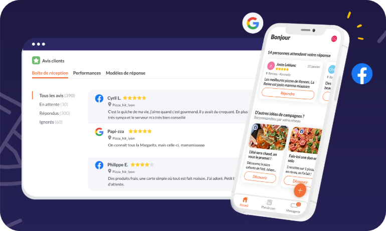 Présentation des avis google My business dans l'outil digitaleo